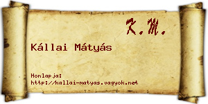 Kállai Mátyás névjegykártya